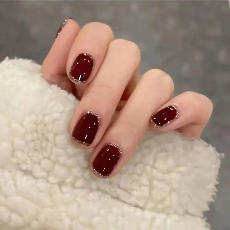  Wearable Silver Stripes Y2k False Nails Long Almond Round Fashion Nail Tips Press On With Silver Beads Designs Fake Nails Art -  - DYAVOR® 