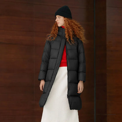 Long Waterproof Hooded Down Jacket – Loose Thick Windproof Winter Coat for Women