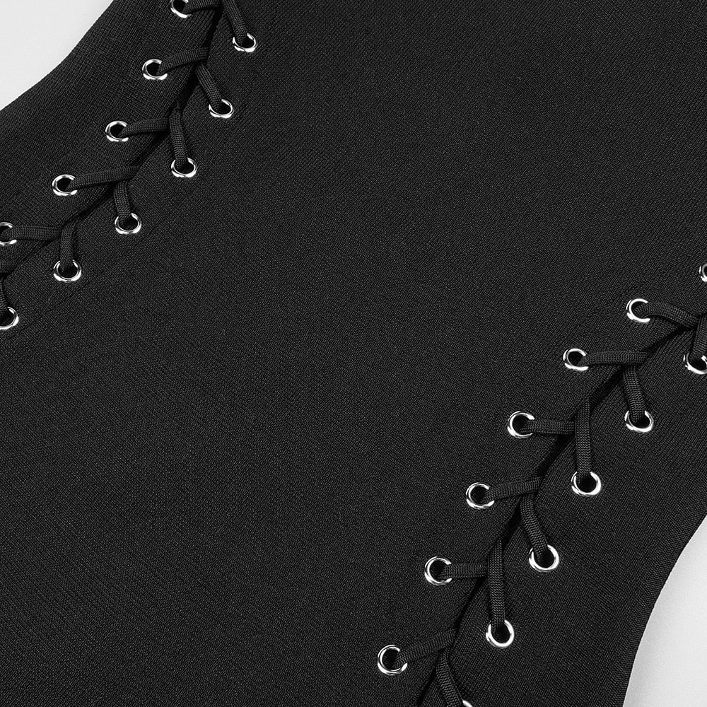  Lacing Black Midi Dress -  - DYAVOR® 