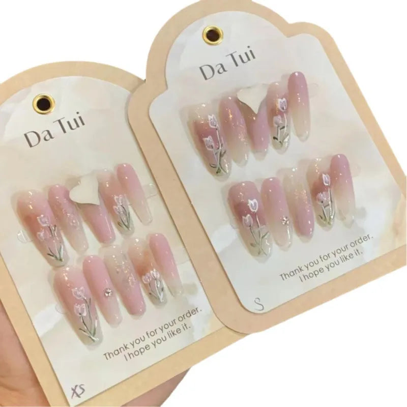 10 Pcs Wearing False Nails Fake Nails Pure Handmade Complimentary Nail Enhancement Kit -  - DYAVOR® 