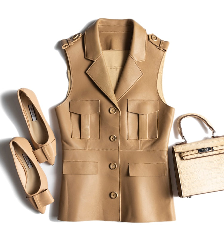  Genuine Leather Sleeveless Jacket - Jacket - DYAVOR® 