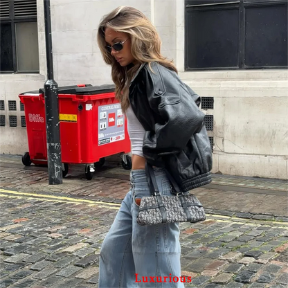 Oversized Black Leather Jacket For Women – Casual Chic Fall Streetwear 2025