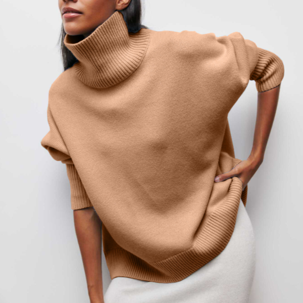 Vanessa - Women's Oversized Cotton Turtleneck Sweater