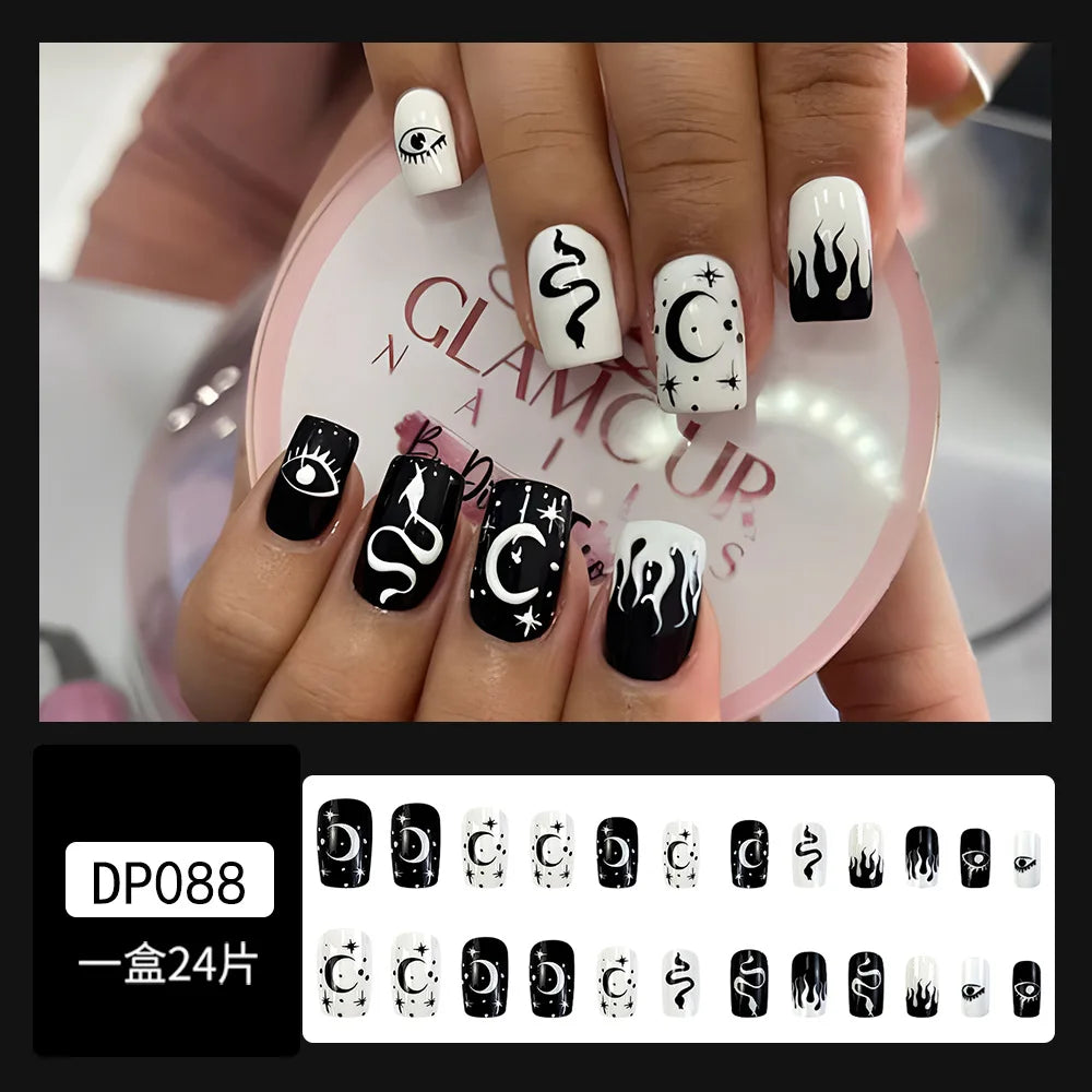 Handmade Soft Gel Diamond Fake Nails 24Pcs Clear Boxed Full Cover Crystal Nail Tips Easy to Press On Nails Soft Gel False Tips