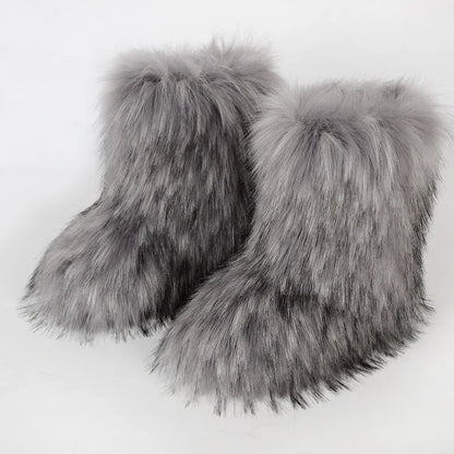 Faux Fur Boots Fluffy Plush Women Winter 2025