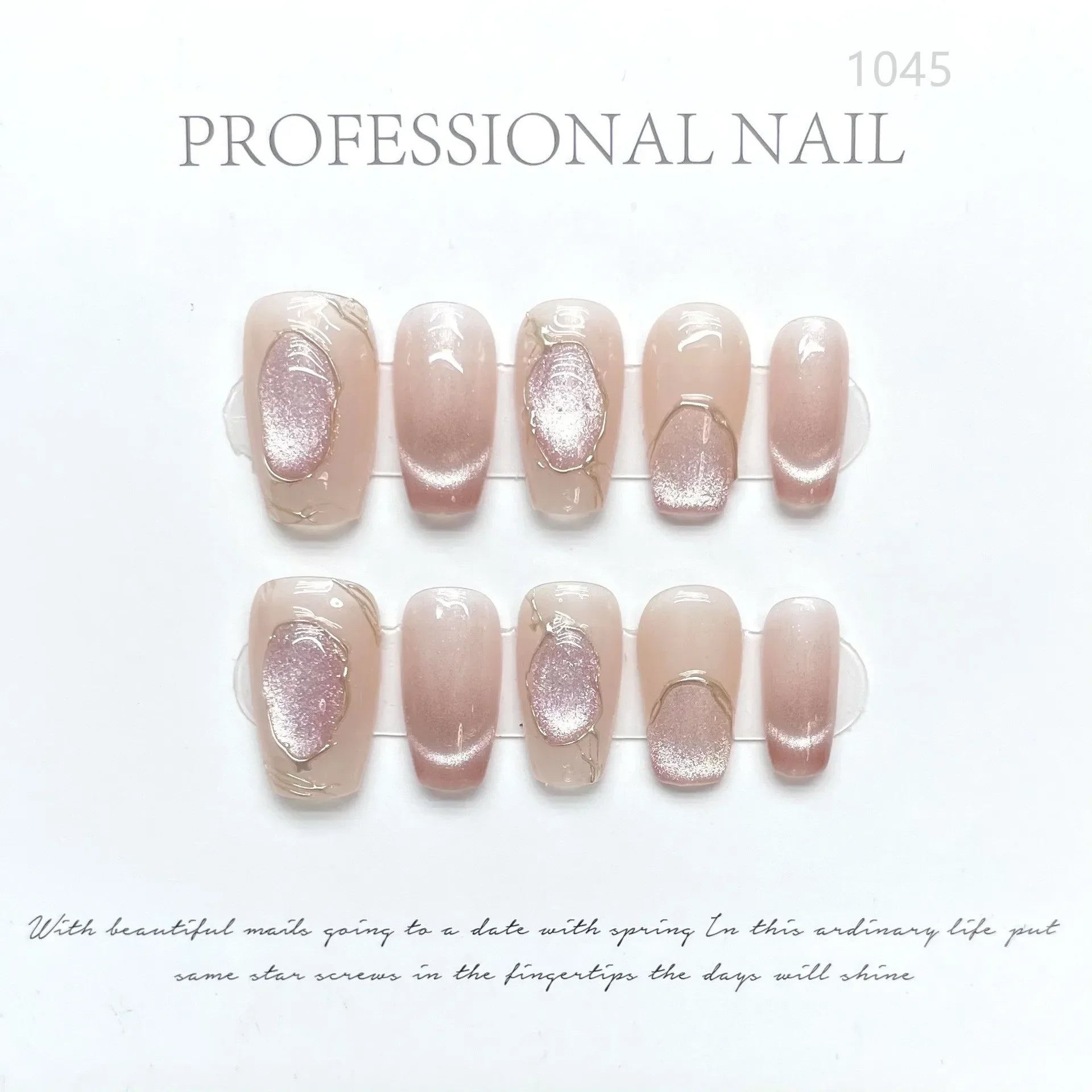  10Pcs Glitter French Handmade Fake Nails Long Ballet Nail Tips Pink Finished Press on Nails Coffin Reusable False Nails Wearable -  - DYAVOR® 