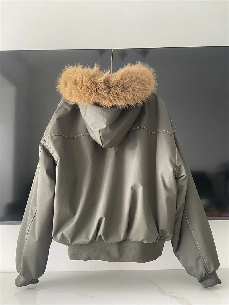Fur Collar Hooded Parka For Women – Thick Padded Winter Jacket