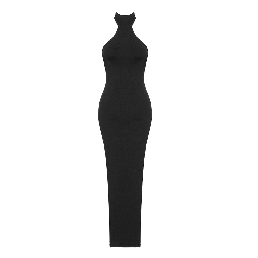  Black Midi Dress with Slits -  - DYAVOR® 