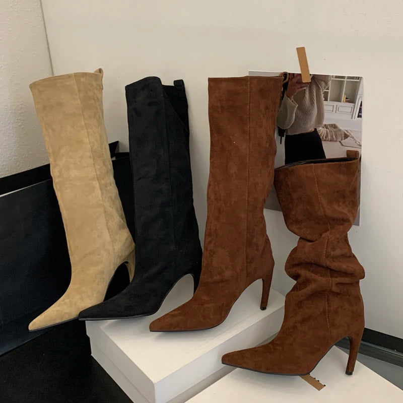 Knee-High Boots Pointed Toe Women Winter