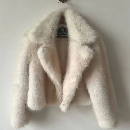 Luxury Autumn Winter Fur Coat Short Fluffy Fox Fur Jacket Cropped Women