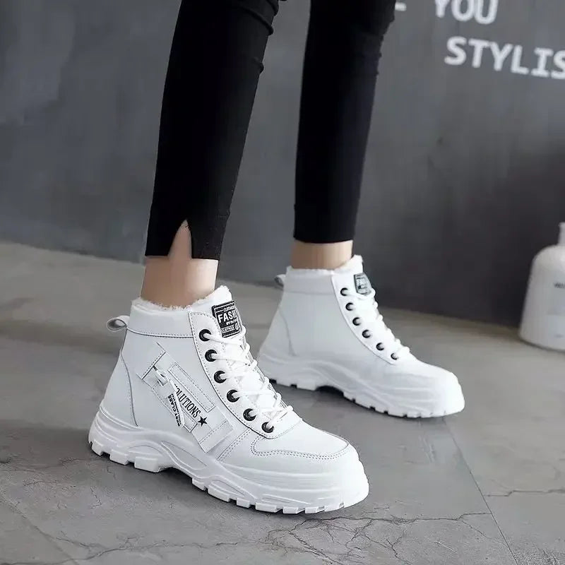 Women's Winter High-Top Warm Sneakers - Platform Ankle Boots,