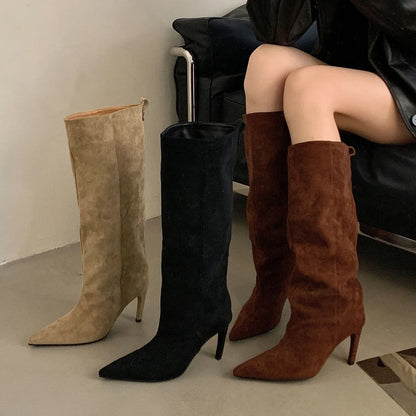 Knee-High Boots Pointed Toe Women Winter