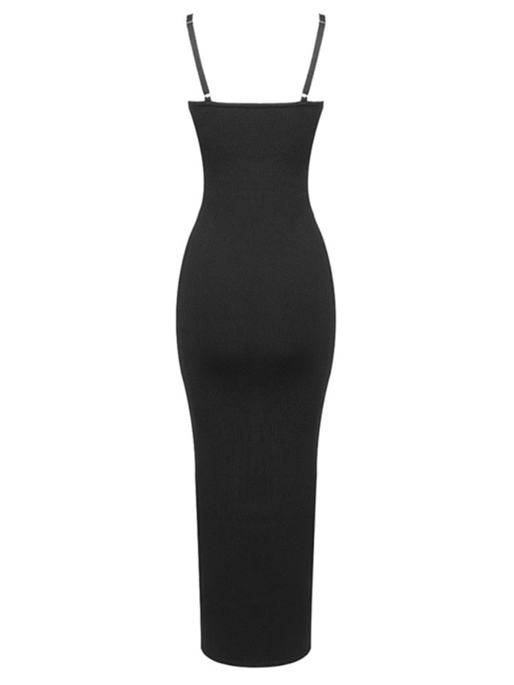  Lacing Black Midi Dress -  - DYAVOR® 