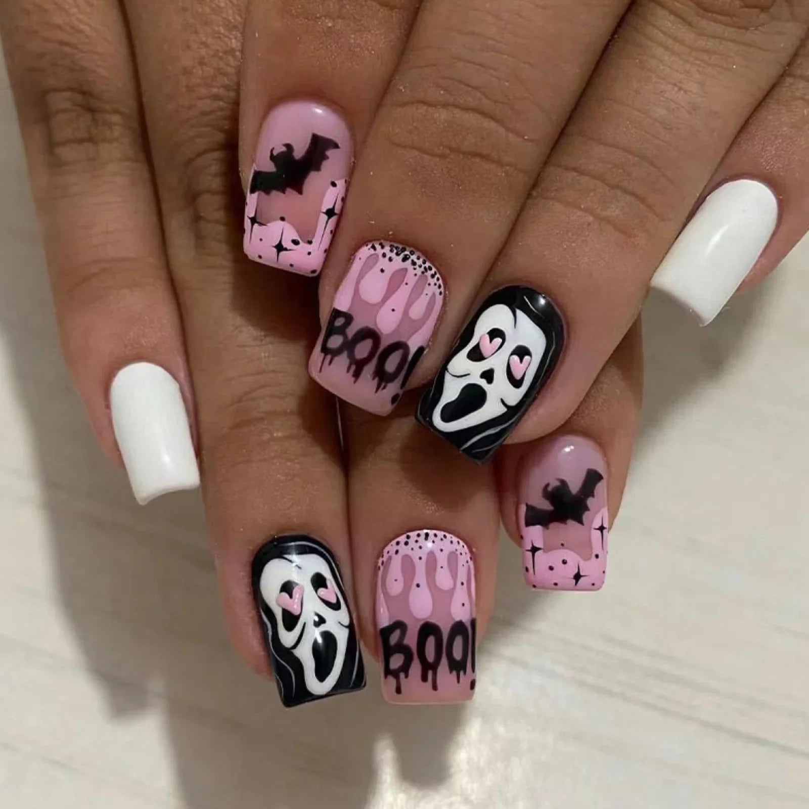  Red Spider Printed False Nail Halloween Nail Art Decor Press on Nails for Girl Gifts Short Round Cool y2k Style Fake Nail Tips -  - DYAVOR® 