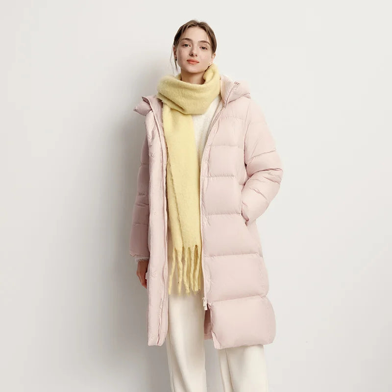 Long Waterproof Hooded Down Jacket – Loose Thick Windproof Winter Coat for Women