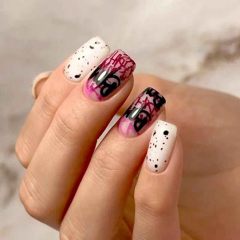  Red Spider Printed False Nail Halloween Nail Art Decor Press on Nails for Girl Gifts Short Round Cool y2k Style Fake Nail Tips -  - DYAVOR® 