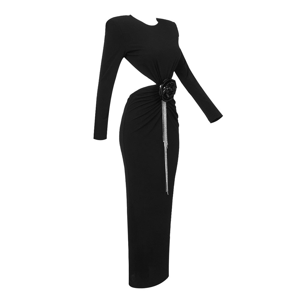  Open Back Black Maxi Dress -  - DYAVOR® 