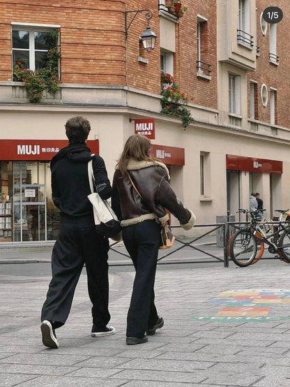 Thickened Brown Short Jacket – Autumn Winter Warm Outerwear Women