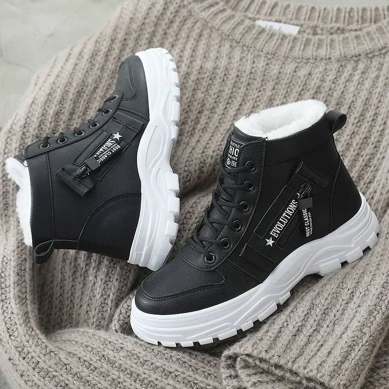 Women's Winter High-Top Warm Sneakers - Platform Ankle Boots,