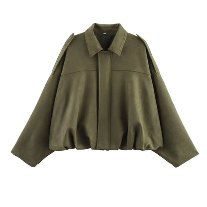 Solid Bomber Jacket For Women – Chic Casual Lapel Coat