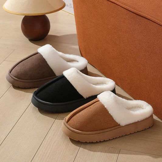 Plush Slippers Thick Sole Women Winter Warm Non-Slip