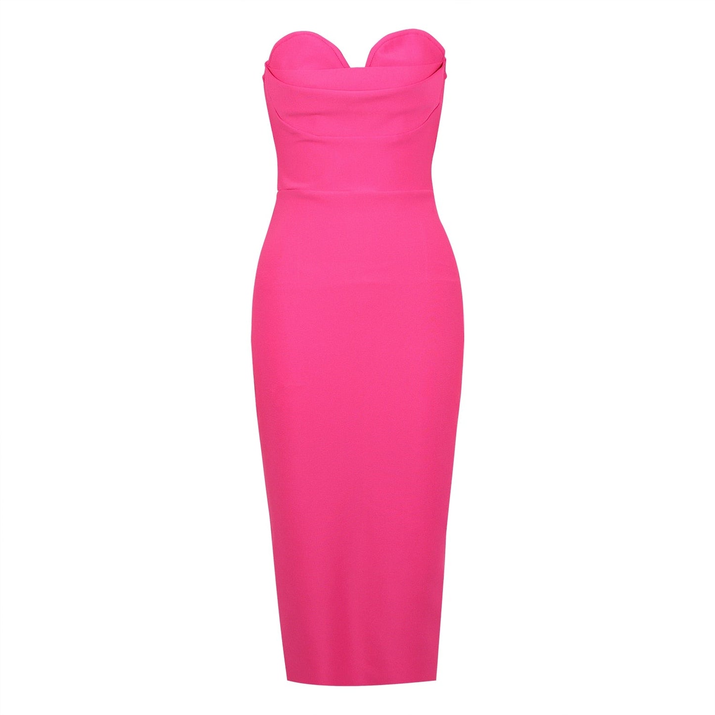  Pink Midi Dress with Open Shoulders -  - DYAVOR® 