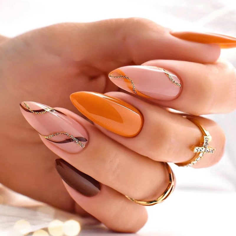  Almond Press On Nails -  - DYAVOR® 