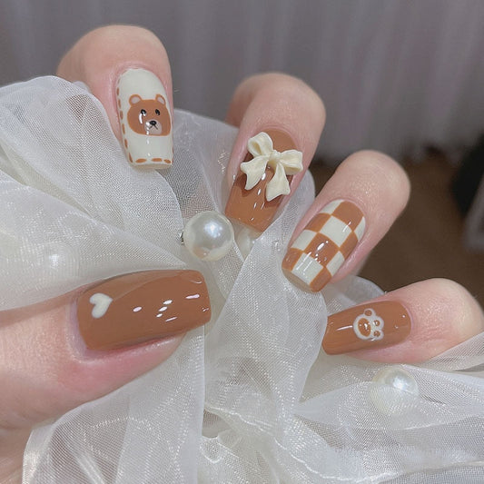  Coffee Bear Press On Nails -  - DYAVOR® 