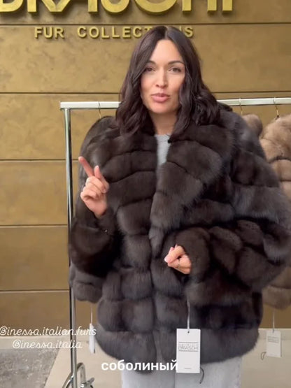 Fluffy Patchwork Faux Fur Coat For Women – Loose Winter Streetwear