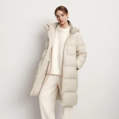 Long Waterproof Hooded Down Jacket – Loose Thick Windproof Winter Coat for Women
