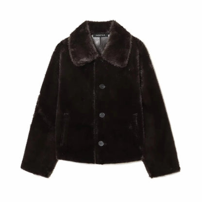 Reversible Faux Leather & Plush Winter Coat For Women | Warm Luxury Jacket