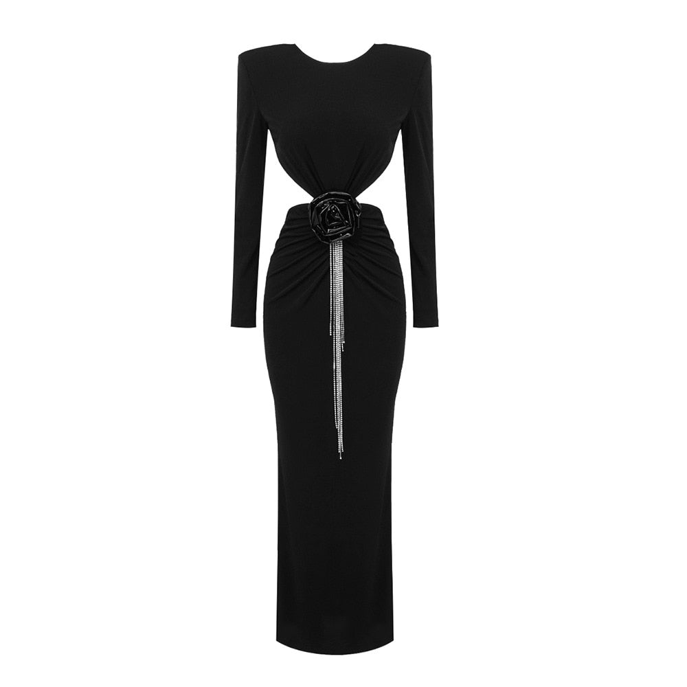  Open Back Black Maxi Dress -  - DYAVOR® 