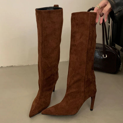 Knee-High Boots Pointed Toe Women Winter