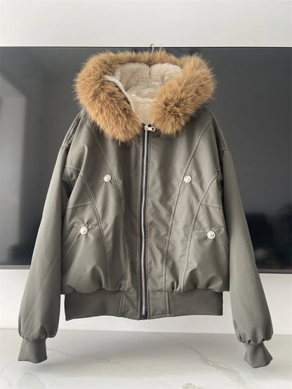 Fur Collar Hooded Parka For Women – Thick Padded Winter Jacket