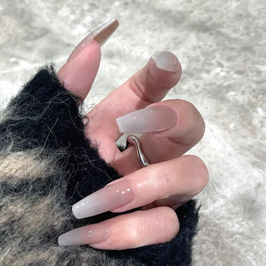 24Pcs Long Coffin False Nails Glitter Fake Nail with Rhinestones Press on Nails Full Cover Nail Tips Detachable Fake Fingernails