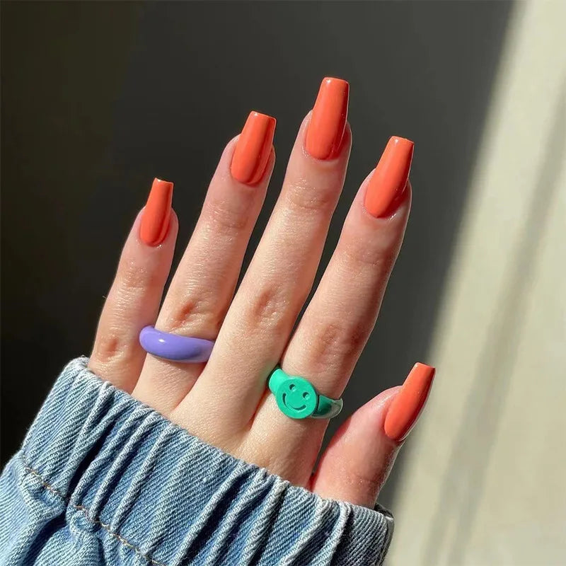  24pcs Nude Red Fake Nails Short Ballet Simple Press On Nail Tips Detachable Full Cover False Nail Art Finished Nails Decorations -  - DYAVOR® 