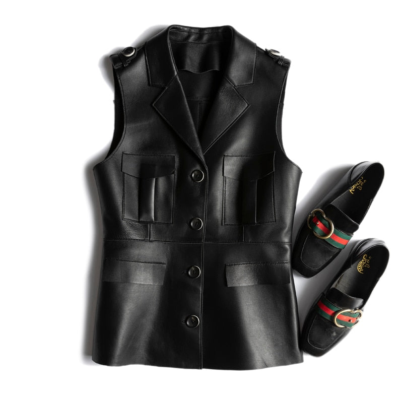  Genuine Leather Sleeveless Jacket - Jacket - DYAVOR® 