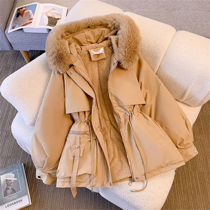 Korean Hooded Padded Coat – Warm Drawstring Zip-Up Winter Parka