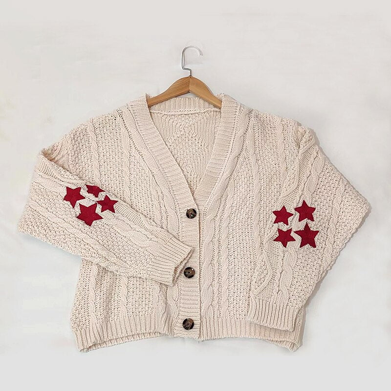  Luxury Cardigans Plaid Loose Button Puff Sleeve Knitted Cardigan Female Warm Y2K Tops Sweaters S-XL Long Cardigans Women 2023 -  - DYAVOR® 