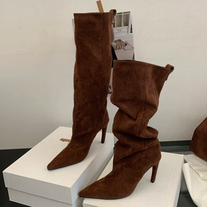Knee-High Boots Pointed Toe Women Winter