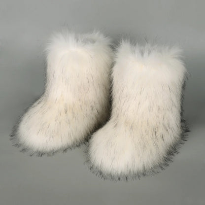 Faux Fur Boots Fluffy Plush Women Winter 2025