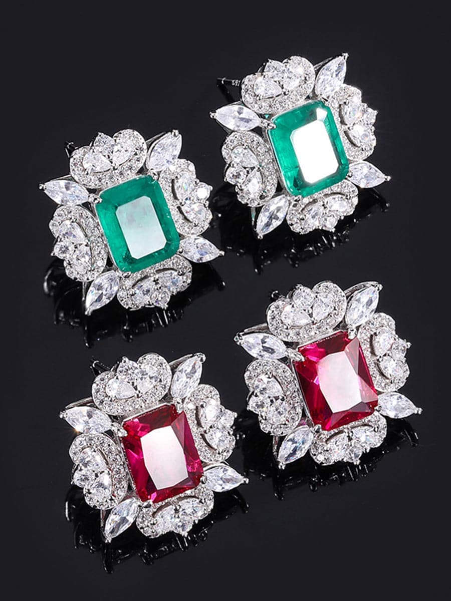  S925 Silver Ruby Stud Earrings MSN110811 - Apparel & Accessories - DYAVOR® 