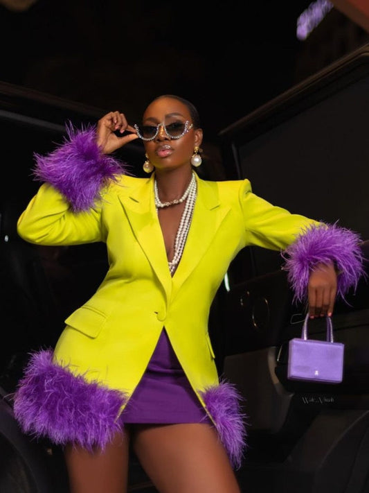  Stylish Feather Embellished Blazer - Blazers - DYAVOR® 