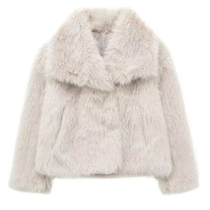 Plush Faux Fur Fluffy Coat Cozy Autumn Winter Jacket Women