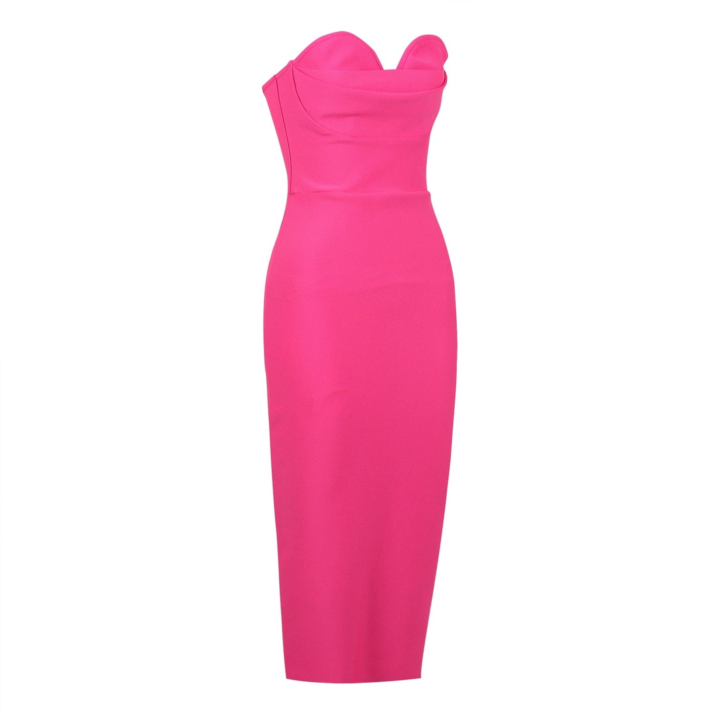  Pink Midi Dress with Open Shoulders -  - DYAVOR® 