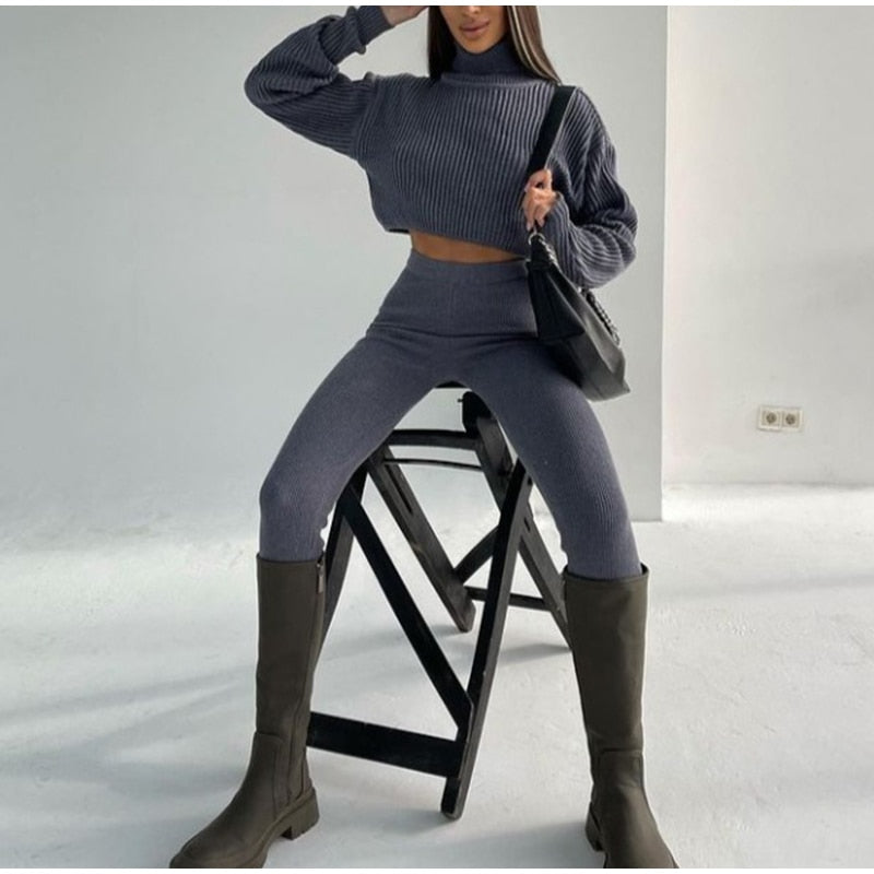  StacySet I Cropped Turtleneck And Leggings For Women - 11/162024 1 - DYAVOR® 