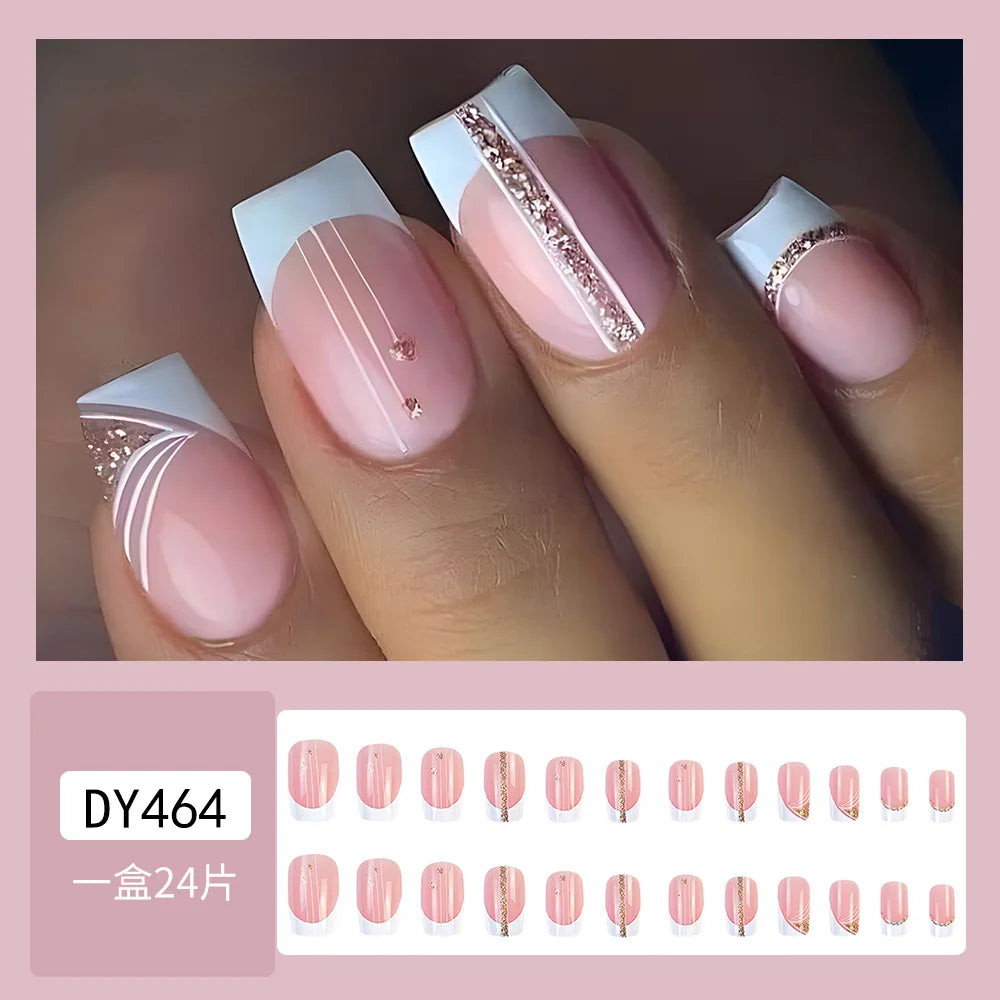  Handmade Soft Gel Diamond Fake Nails 24Pcs Clear Boxed Full Cover Crystal Nail Tips Easy to Press On Nails Soft Gel False Tips -  - DYAVOR® 