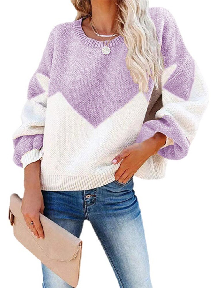 Fashion Women Sweaters 2023 Autumn/Winter Colored O-Neck Pullover Oversized Sweater Women Clothing Knitwears Long Sleeved Tops