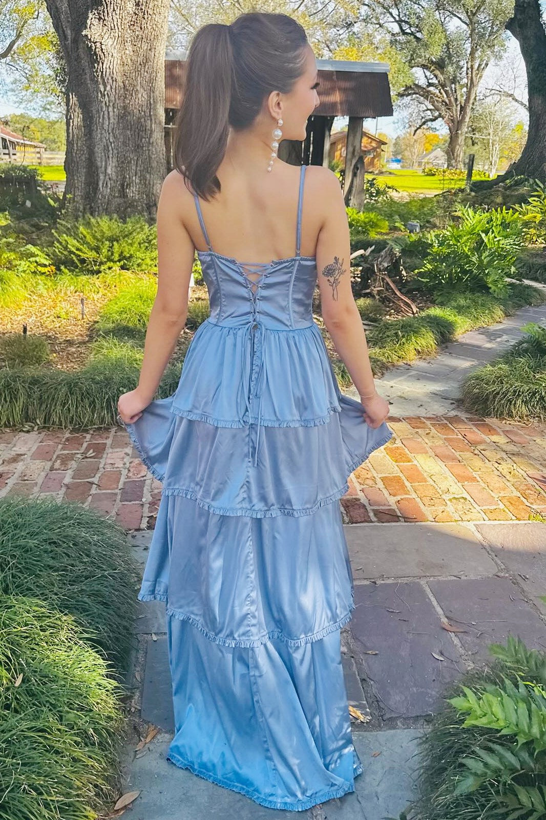  Periwinkle Corset Multi-Layer Ruffle Long Prom Dress - Prom Dresses - DYAVOR® 