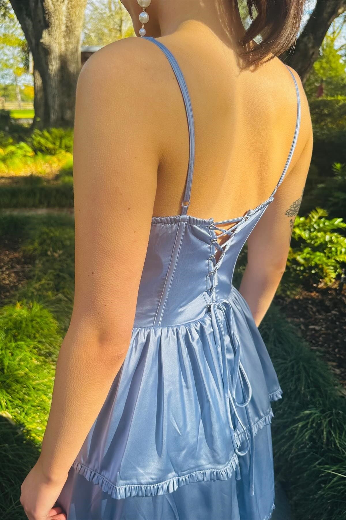  Periwinkle Corset Multi-Layer Ruffle Long Prom Dress - Prom Dresses - DYAVOR® 